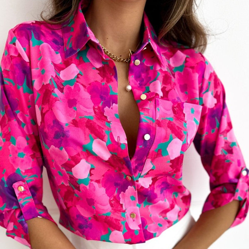 Women's - Modern Abstract Blouse Shirt - Lightweight Fabric - Stylish Women's Top for Versatile Outfits