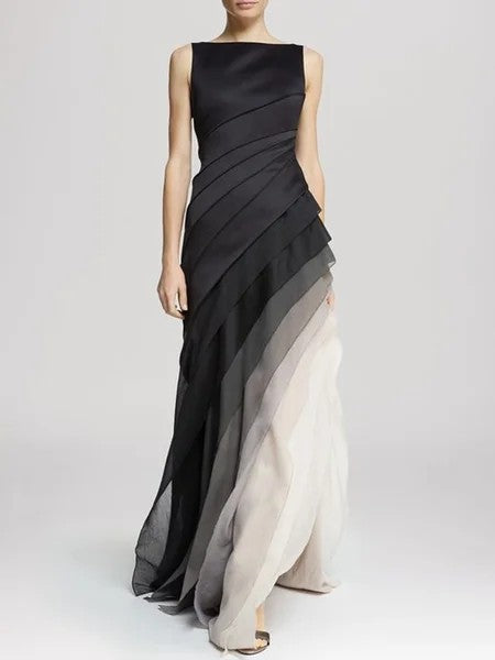 Women's - Elegant Tiered Ombre Dress - Light and Flowy Fabric - Perfect for Parties and Gatherings