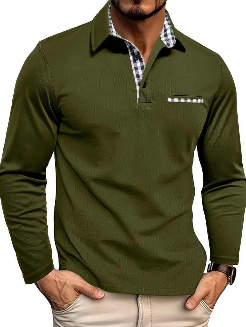 Men's - Classic Summer Polo Shirt - Long Sleeve - Comfortable and Stylish