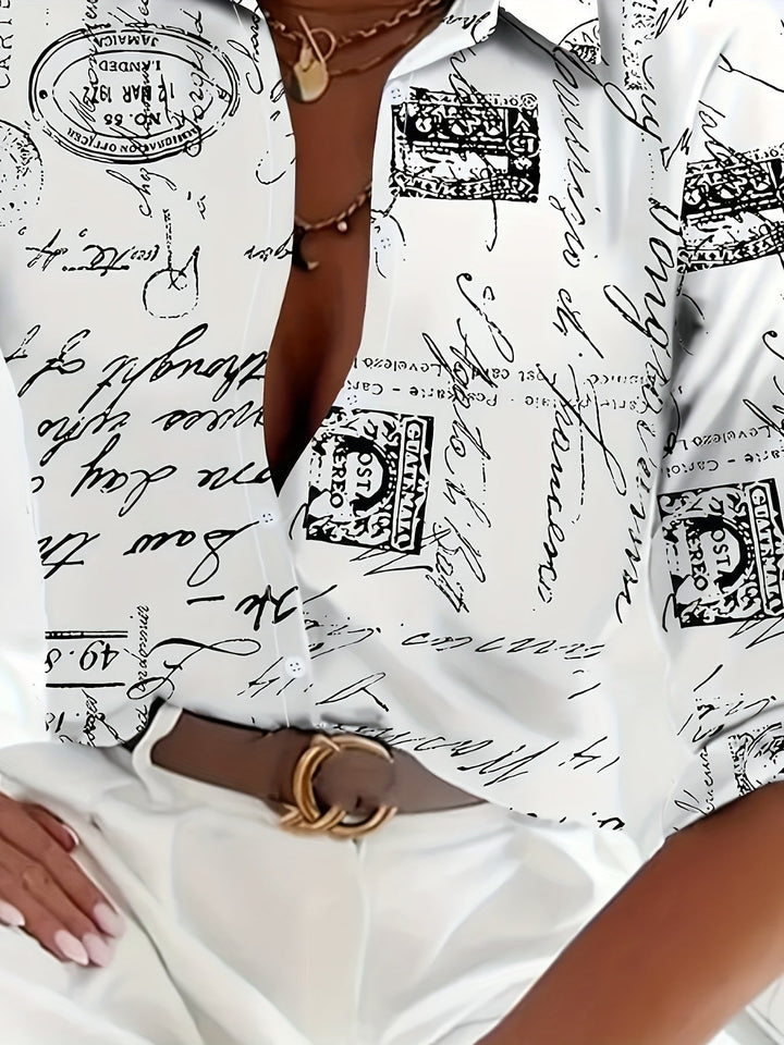 Women's -  Linen Shirt - Elegant Long Sleeve - Breathable Casual Top with Button Placket & Collar