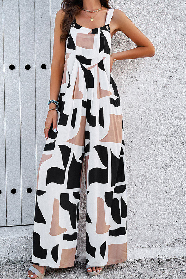 Fashionable, sleeveless, casual jumpsuit with print