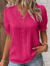 Women's - Elegant edges V-neck blouse - Stylish and Comfortable - Perfect for Any Occasions