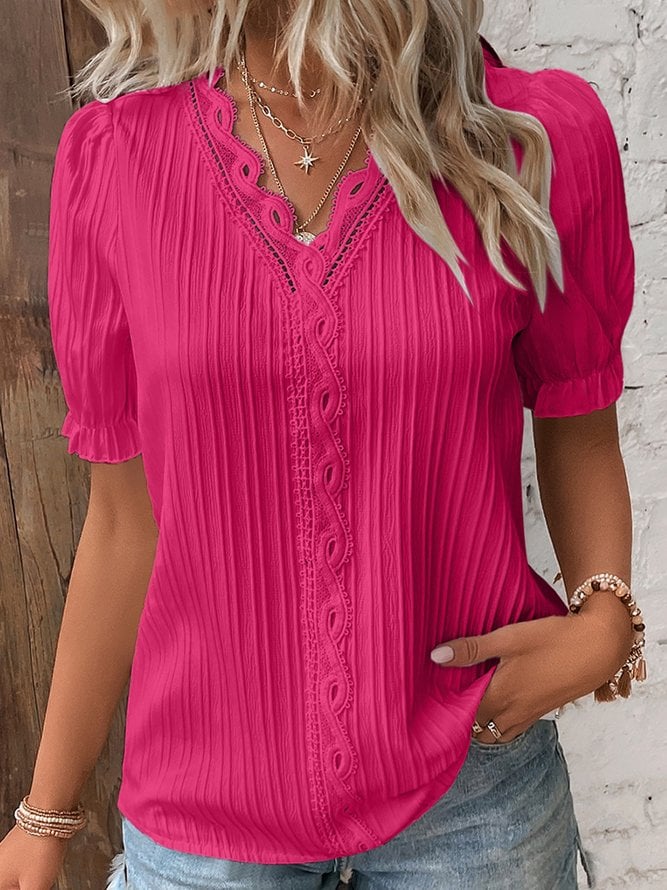 Women's - Elegant edges V-neck blouse - Stylish and Comfortable - Perfect for Any Occasions