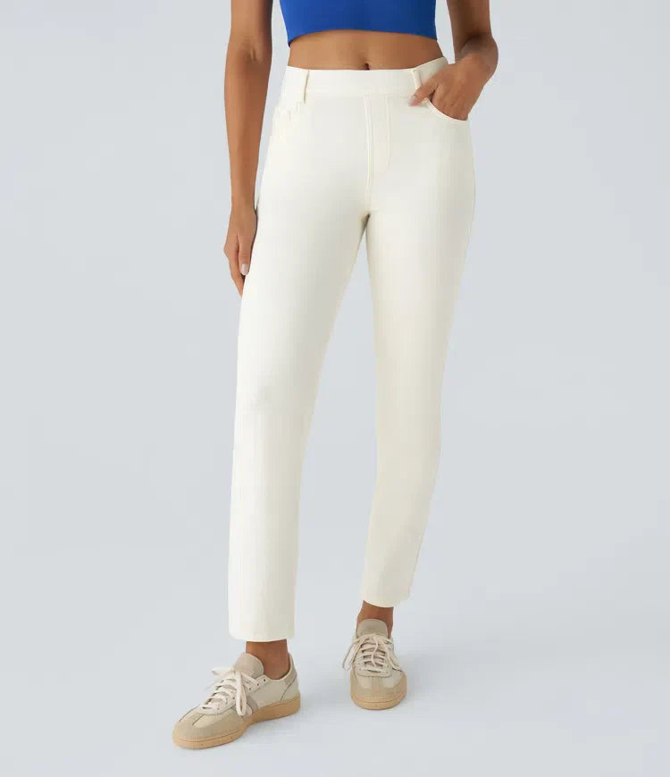 Women's - Elastic Trousers - Stretchy Fabric - Versatile Everyday Wear for All Occasions