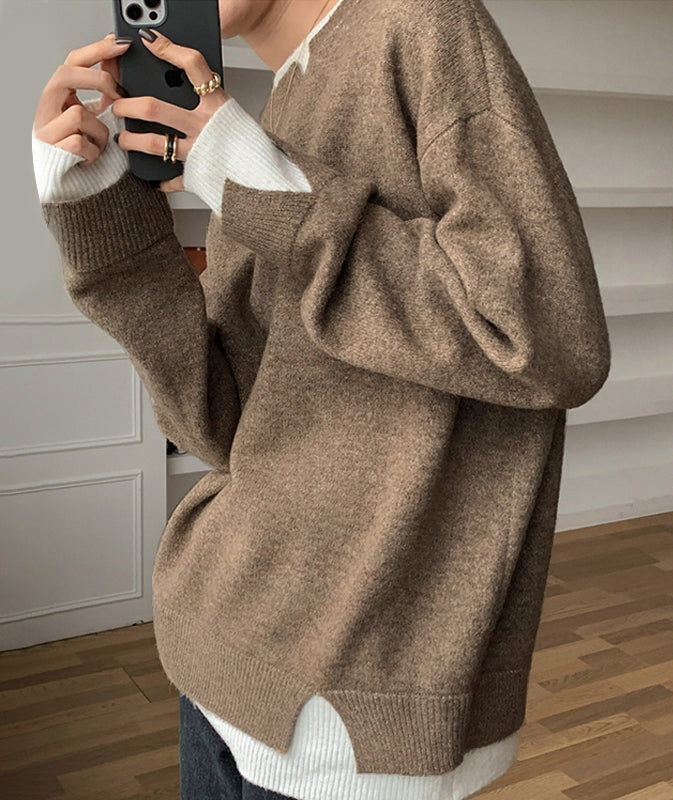 Stylish long-sleeved colour-block jumper