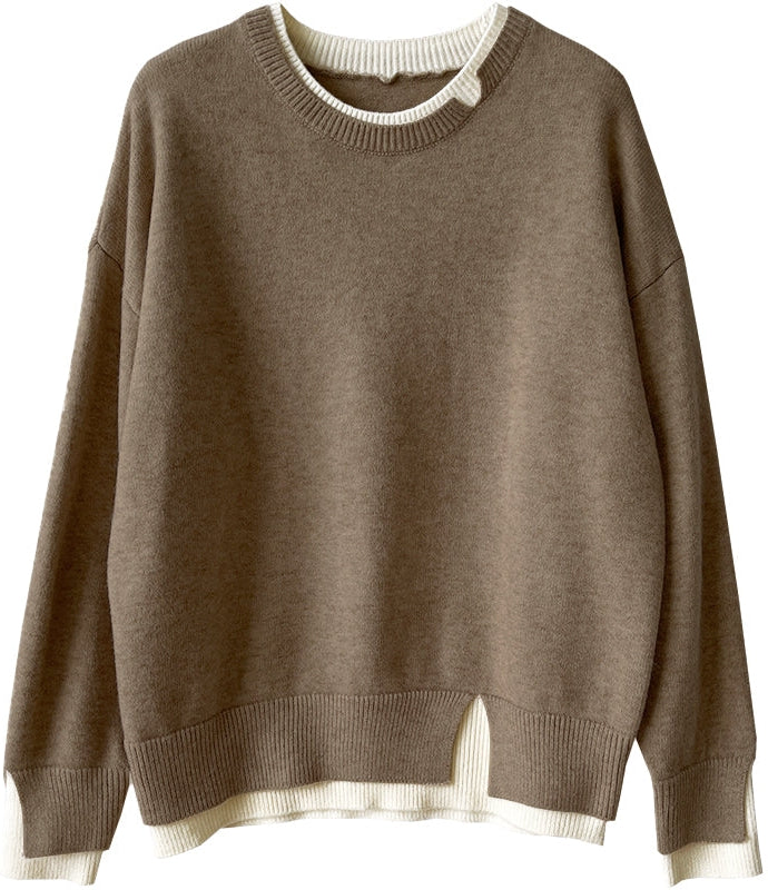 Stylish long-sleeved colour-block jumper