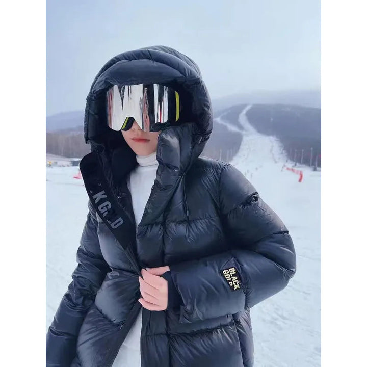 Thick puffer hooded down jacket