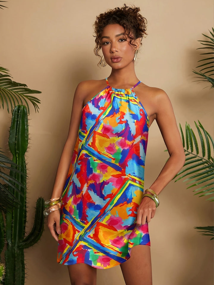 Women's - Summer Dress - Airy Floral Pattern, Short with Round Neckline - Light & Comfortable for Warm Days