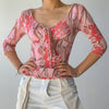 Classy early autumn V-neck tie floral print blouse