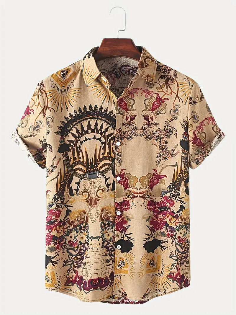 Men's - Breezy Button-Up Shirt - Lightweight Cotton