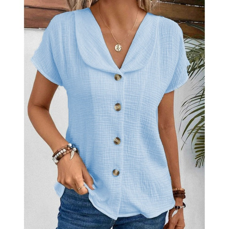 Women's - Stylish Button T-shirt - Soft Cotton - Casual Wear for Everyday Comfort