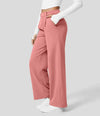 High-waisted straight leg stretch trousers