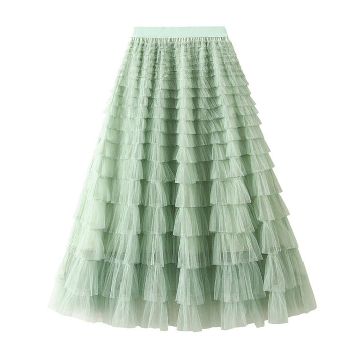 High Waist Mid Length Design Full Versatility Slimming Fairy Lady Skirt