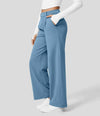 High-waisted straight leg stretch trousers