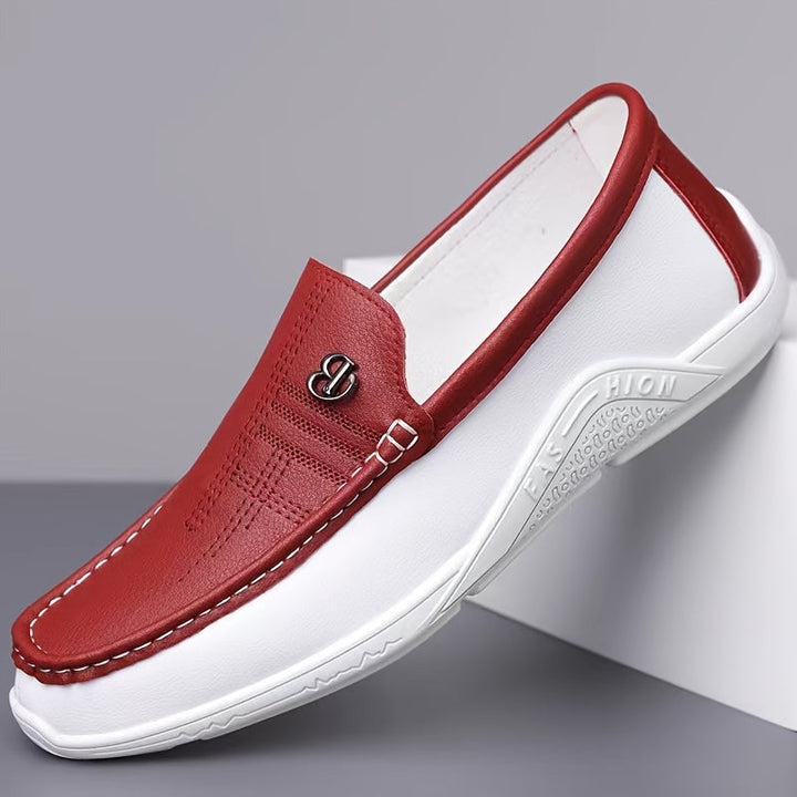 Men's - Slip-On Shoes - Comfortable Non-Slip Loafers with Colour Block Design - Perfect Everyday Footwear