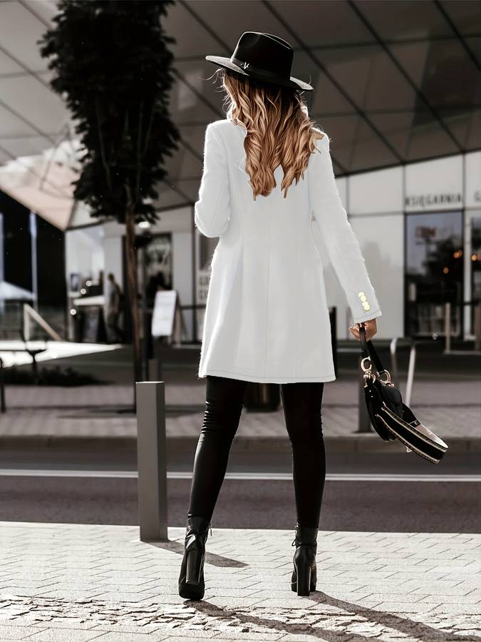 Women's - Tailored Winter Coat - Double-Breasted