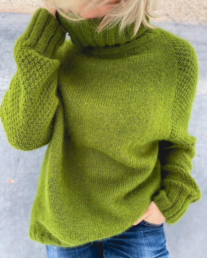 Grass green oversized knitted turtleneck jumper