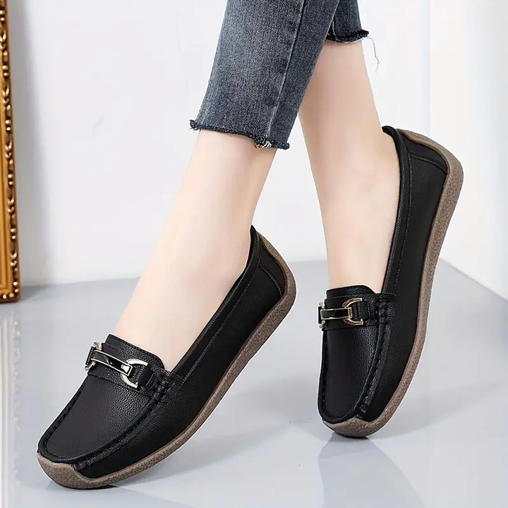 Flat Comfort Shoes With Metal Accents