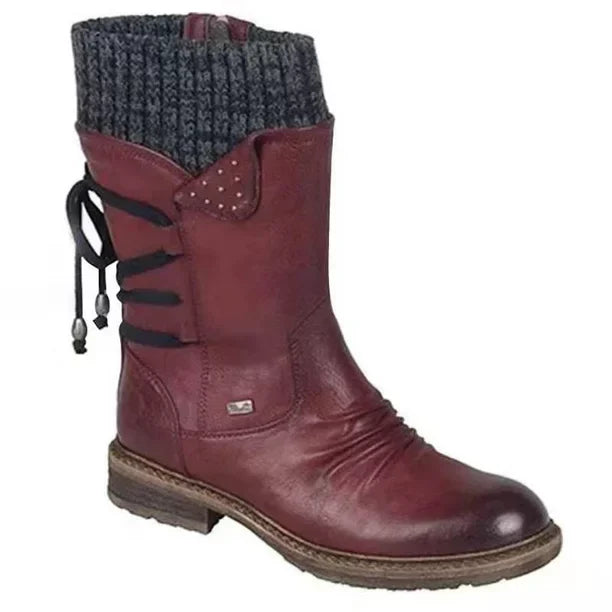 Women's - Winter Ankle Boots with Lacing - Stylish & Warm