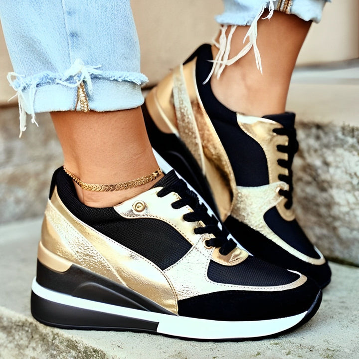 Vulcanised lace-up wedge sneakers