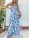 Ruched jumpsuit with floral pattern