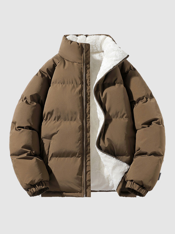 Men's - Thick Puffer Jacket - Fleece Lined Warmth - Perfect for Cold Weather