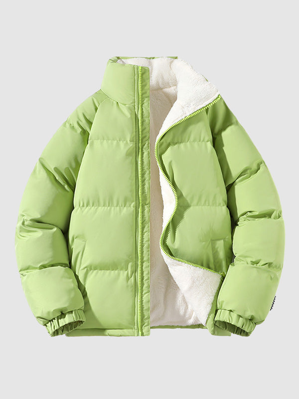 Men's - Thick Puffer Jacket - Fleece Lined Warmth - Perfect for Cold Weather