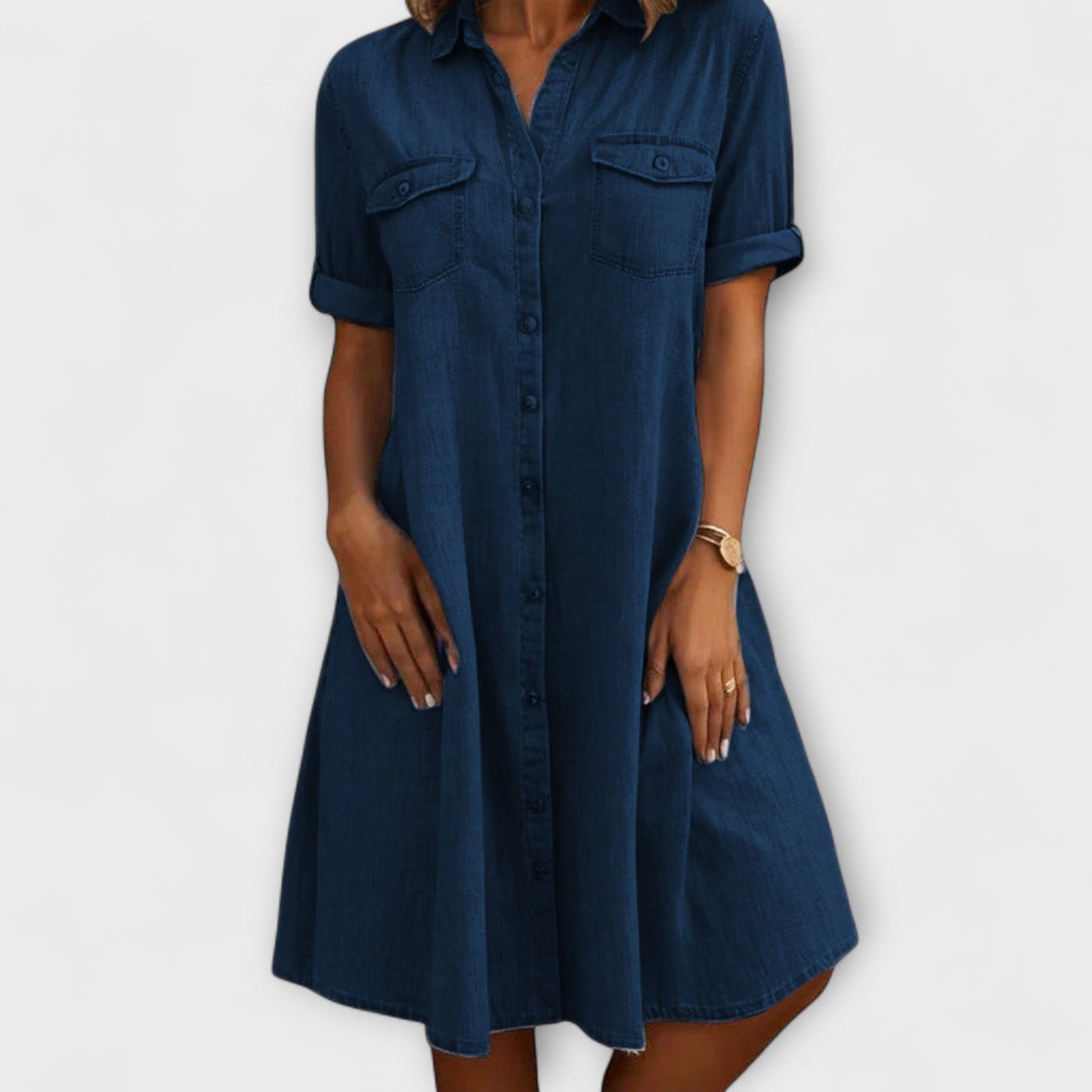 Women's - Denim Shirt Dress - Classic Cotton Blend - Stylish & Comfortable for Casual Outings