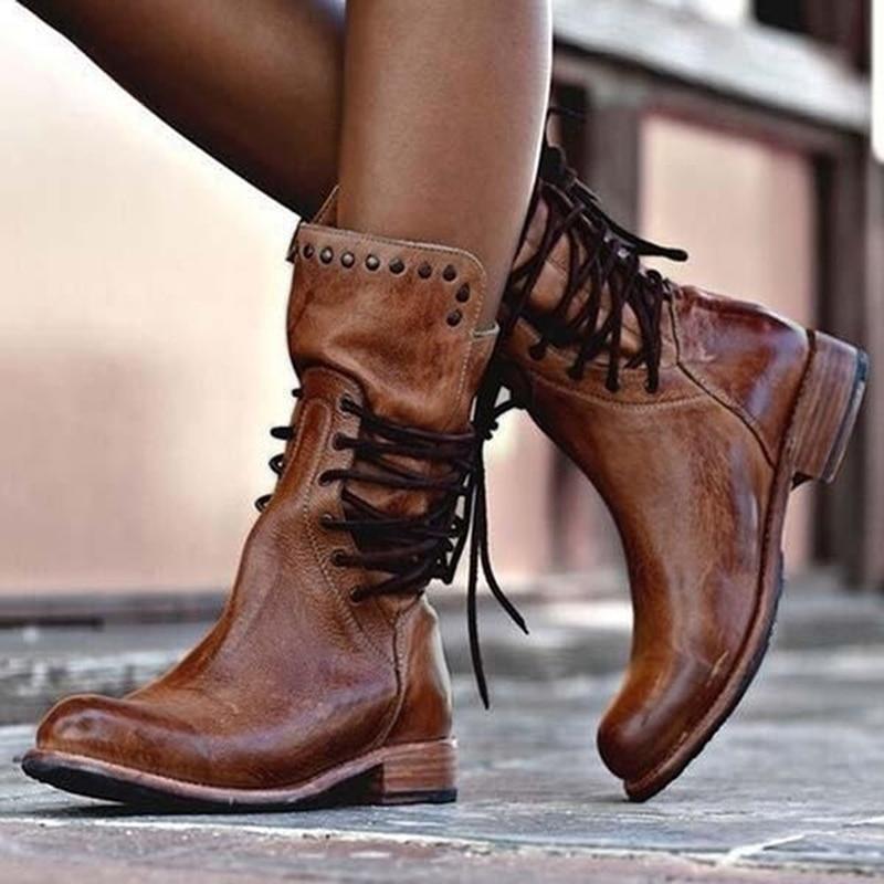 Women's - Boots - Stylish Faux Leather - Comfortable & Versatile - Footwear for Every Occasion