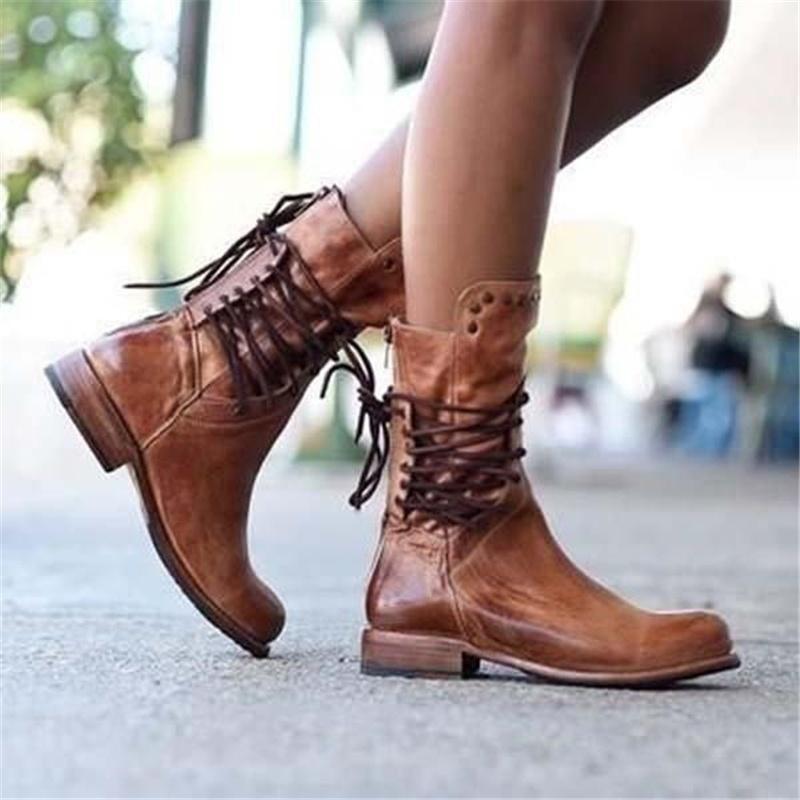 Women's - Boots - Stylish Faux Leather - Comfortable & Versatile - Footwear for Every Occasion