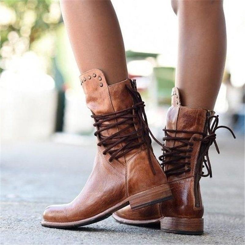 Women's - Boots - Stylish Faux Leather - Comfortable & Versatile - Footwear for Every Occasion