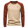 Men's - Patchwork Shirt - Round Neck & Long Sleeves - Trendy Style for Every Occasion