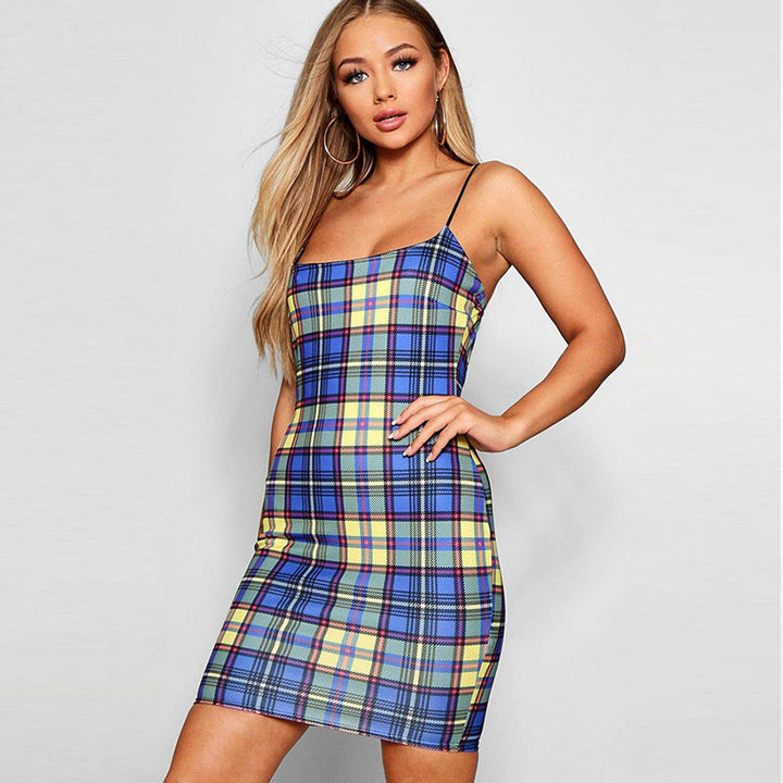 Modern chequered hip dress