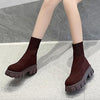 Knitted ankle boots with trendy sole