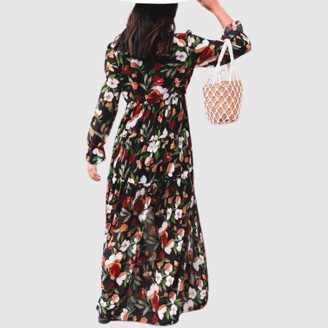 Chiffon maxi dress with floral print