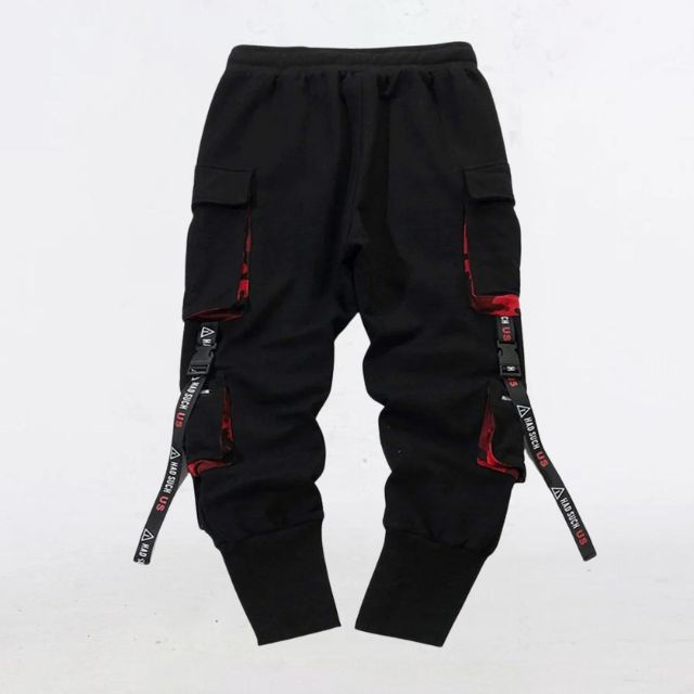 Streetwear jogging trousers with utility straps