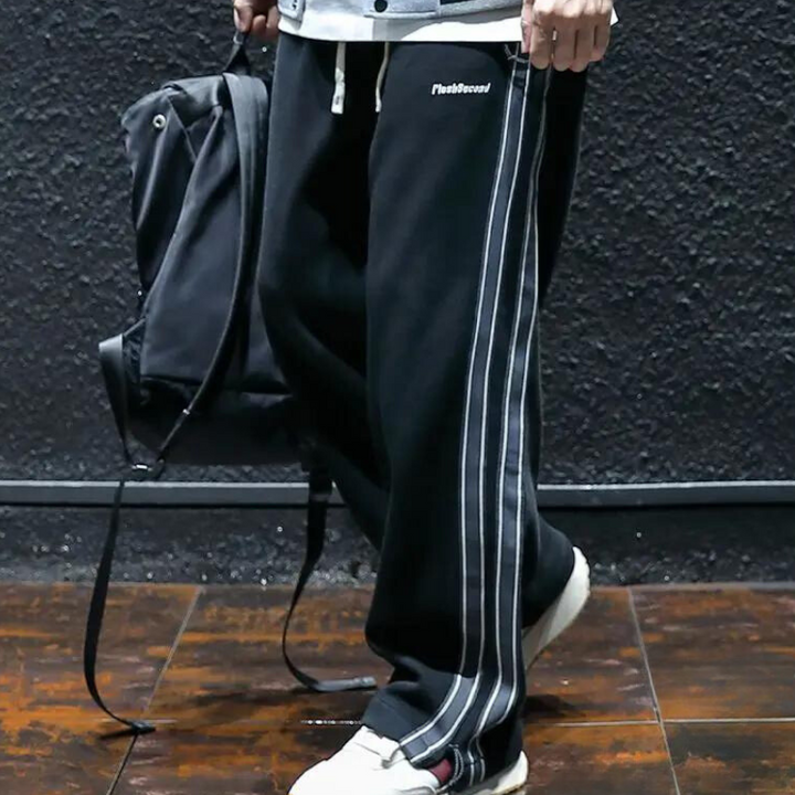 Casual velvet sweatpants with stripes