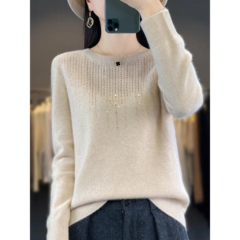 Soft Knitted Ladies Sweater with Sparkling Details