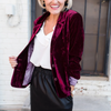 Long-sleeved velvet blazer for women