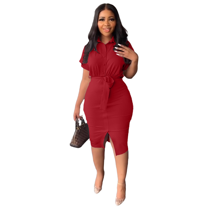 Bodycon dress with button placket