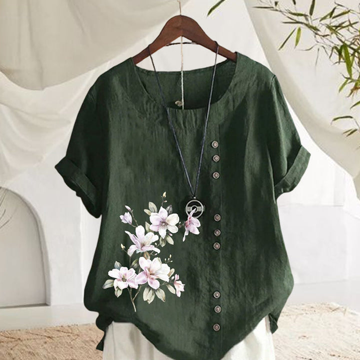 Floral cotton and linen shirt