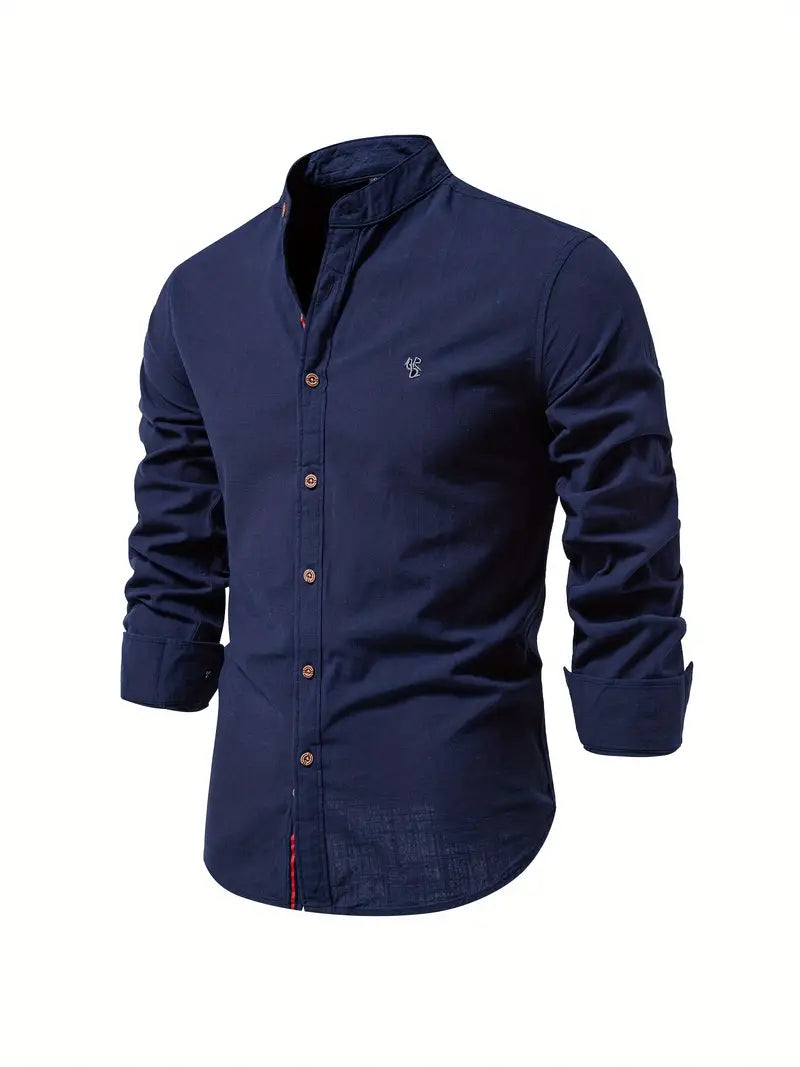 Men's - Stylish Button-Up Shirt - Comfortable Cotton Blend - Casual Wear