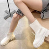 Knitted ankle boots with trendy sole