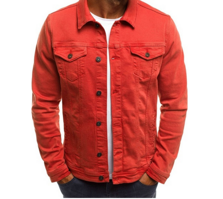 Coloured denim jacket for men