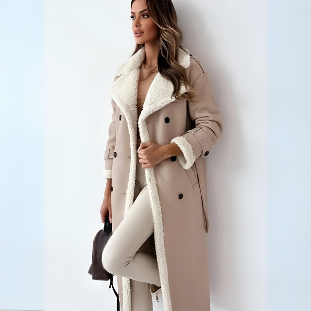 Women's - Collar Lapel Coat - Stylish Outerwear - Classic Design