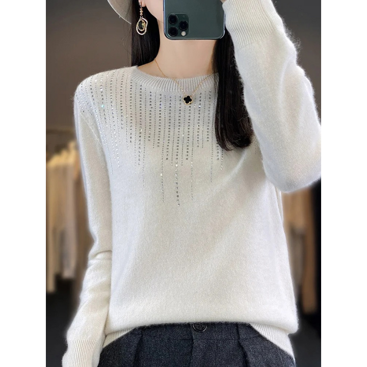 Soft Knitted Ladies Sweater with Sparkling Details