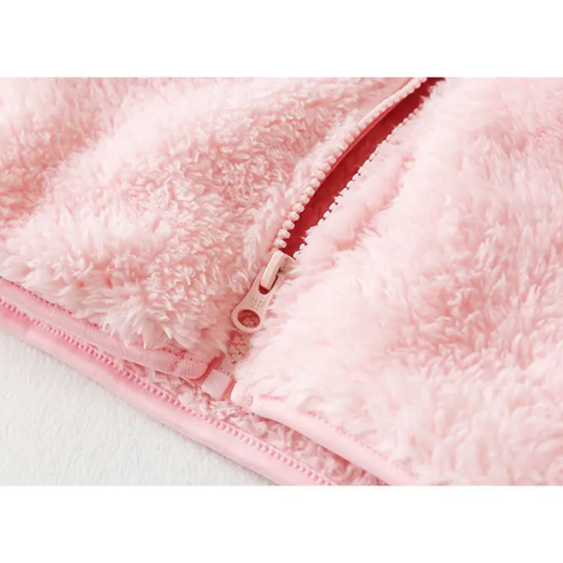 Soft and fluffy jacket with zip, fleece waistcoat