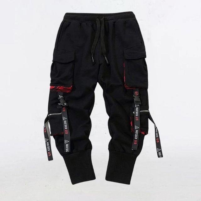 Streetwear jogging trousers with utility straps