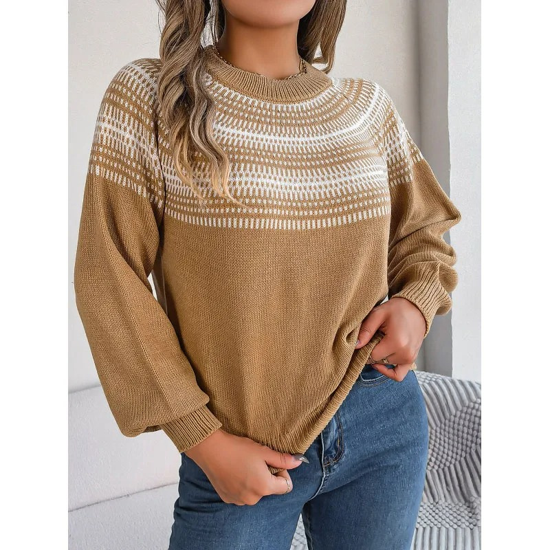 Knitted women's jumper with a Norwegian pattern