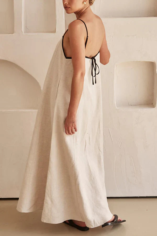 Fashionable linen maxi dress